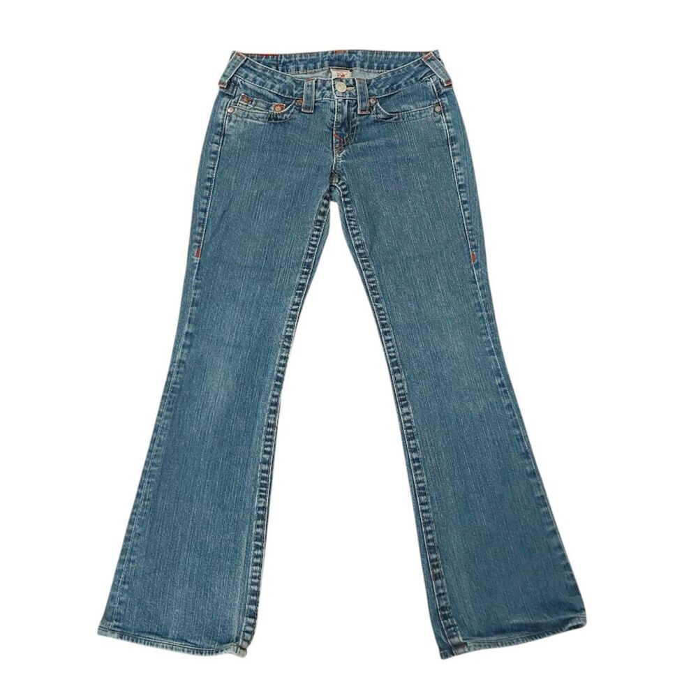 True Religion Jeans Womens 27 Bobby Flared Low Rise Stretch Comfort Medium Wash